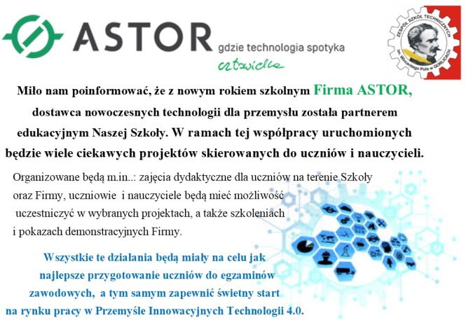 Zdjęcie informujące o uruchomieniu współpracy z firmą Astor