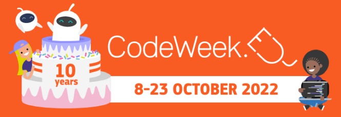 Mini plakat z logiem projektu Codeweek